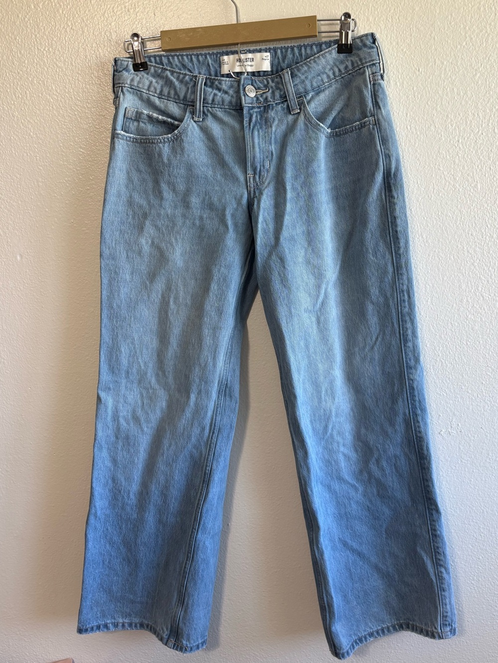 Hollister Size 4 Low Rise Baggy Jeans Wide Leg Light Wash Y2K Retro Relaxed
